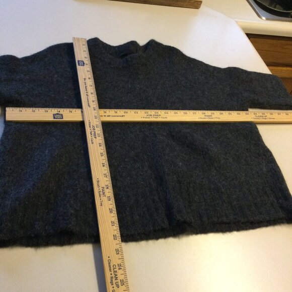 Jenni Kayne Baby Alpaca Wool Sweater LG Dark Gray Cropped Boxy Drop Shoulder - Picture 5 of 9